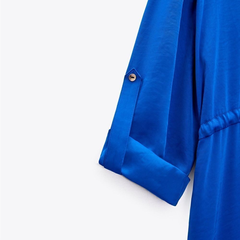 ZARA RUCHED SATIN EFFECT DRESS - Picture 3 of 10